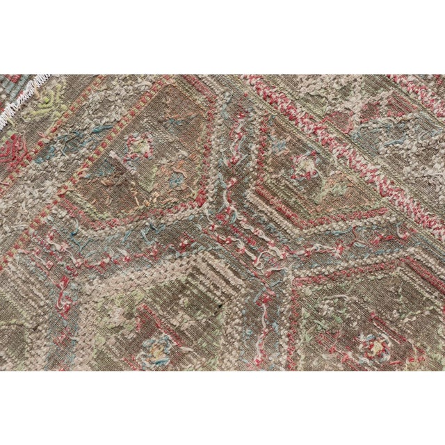 Colorful Vintage Turkish Flat-Weave Tribal Motif Kilim With Embroideries 6 X 9.9 For Sale - Image 12 of 12