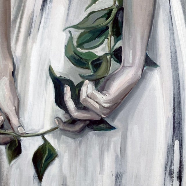 Justyna Kuklo, Girl with Twig, 2019, Oil Painting on Canvas, Framed For Sale - Image 4 of 7