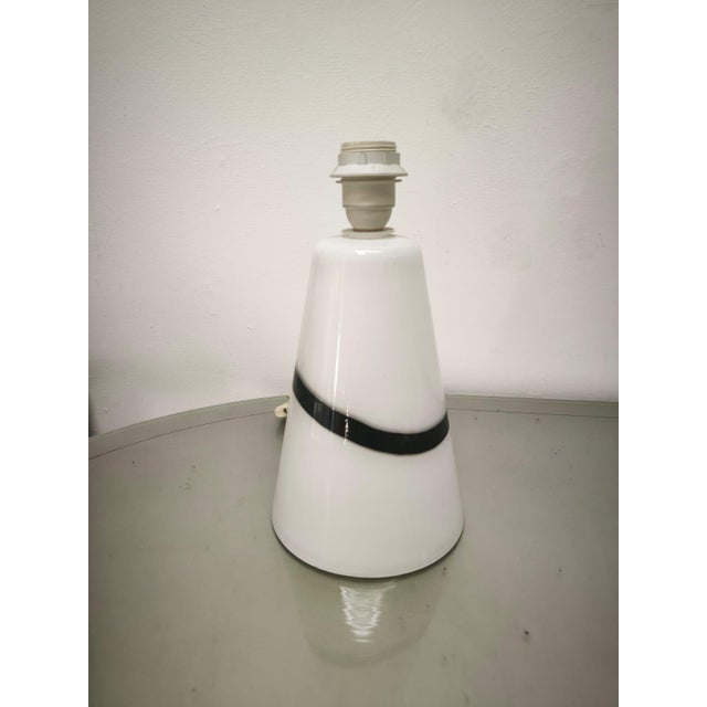 White Murano Glass Lamp with Black Band, 1970s For Sale - Image 10 of 10