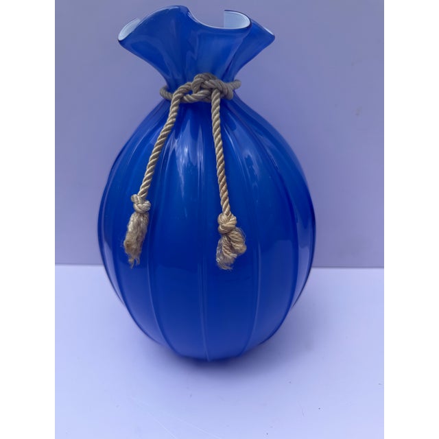 Add a vibrant pop of color to your space with this stunning, large-scale vintage hand-blown art glass vase. Modeled after...