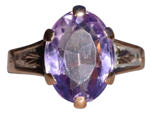 The Bickville: Ladies Victorian 14K Rose Gold Cocktail Ring set with Amethyst