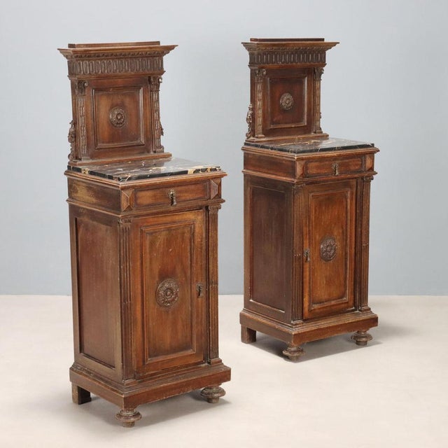 Neo-Renaissance Walnut Bedside Tables For Sale - Image 14 of 14