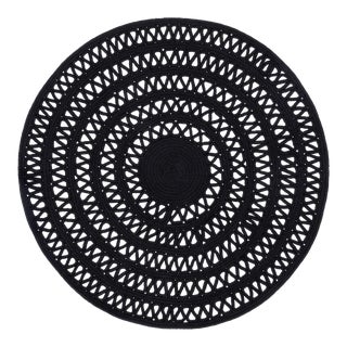 Dash & Albert by Annie Selke Bowline Black Indoor/Outdoor Round Rug, 4' x 4' For Sale