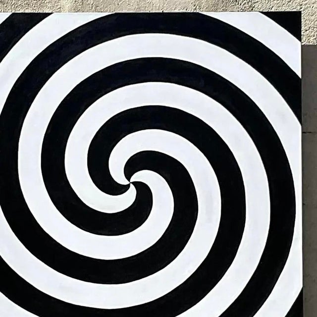 Vintage Op Art Swirl Signed Original Oil Painting For Sale - Image 9 of 14