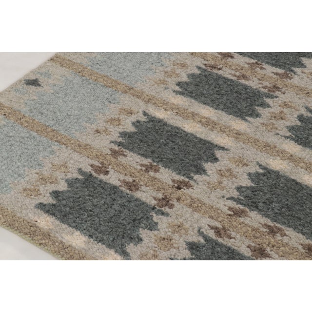 Contemporary Scandinavian Blue Taupe Wool Rug by Rug & Kilim, India For Sale In New York - Image 6 of 11