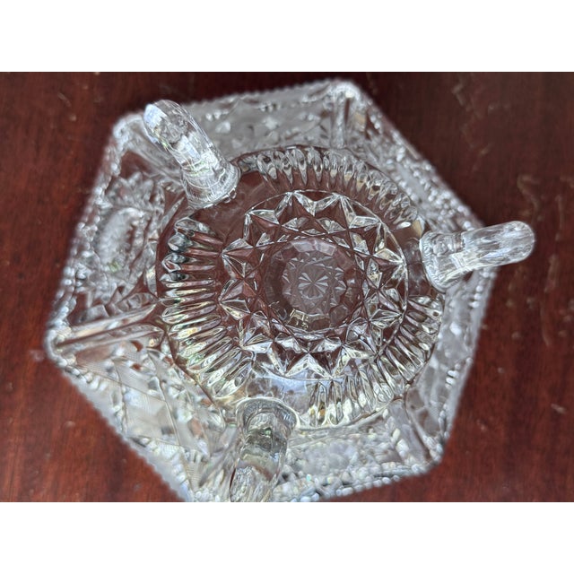 Mid-Century Modern Early 20th Century Mid-Century Modern Hexagonal Cut Crystal Lidded Footed Candy Dish For Sale - Image 3 of 11