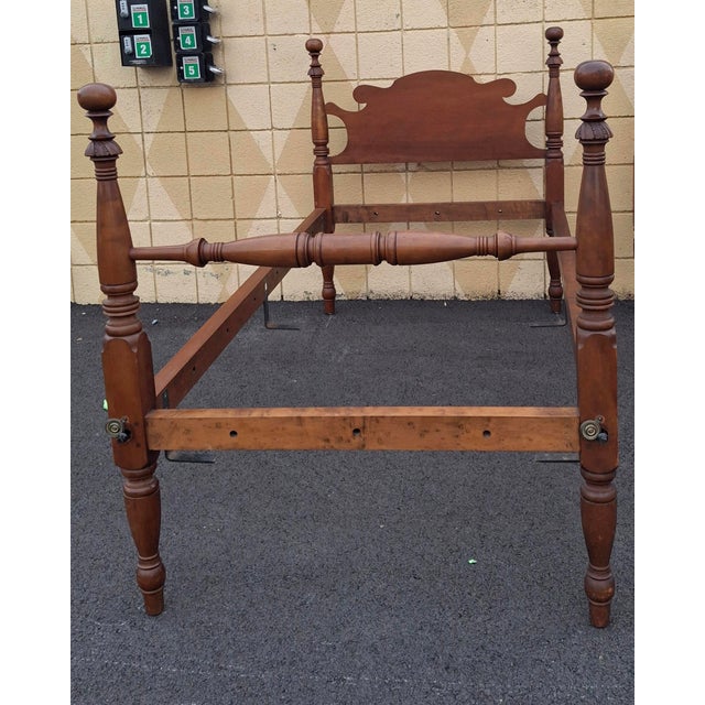 Pair 19th Century Early American Style Walnut Converted Semi-Poster Twin Rope Bedframes For Sale In Washington DC - Image 6 of 13