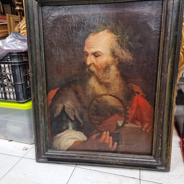 Circle of Luca Giordano, Archimedes of Syracuse, 1600s, Oil on Canvas For Sale - Image 3 of 12