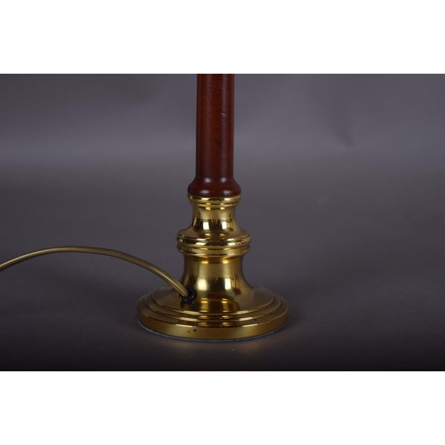Red Vintage Brass and Wood Table Lamps from Maison Jaspers, 1950s, Set of 2 For Sale - Image 8 of 9