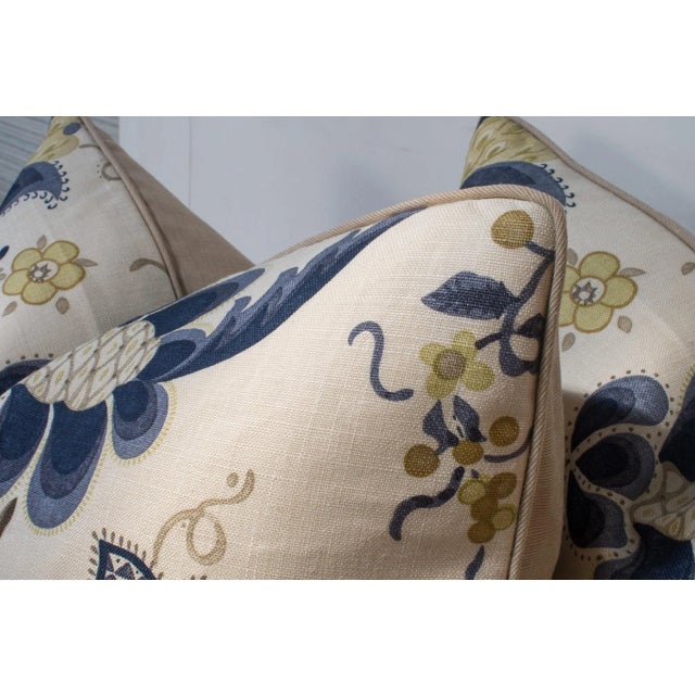 Textile Custom Pair of Linen Floral Print Pillows For Sale - Image 7 of 8
