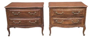 Mid 20th Century Pair of Henredon Four Centuries Provincial Oak Commode Bedside Chest of Drawers