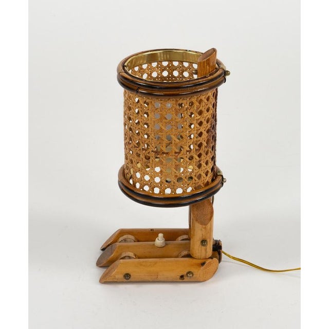 Mid-Century Modern Mid-Century Modern Bamboo and Rattan Table Lamp, 1970s For Sale - Image 3 of 16