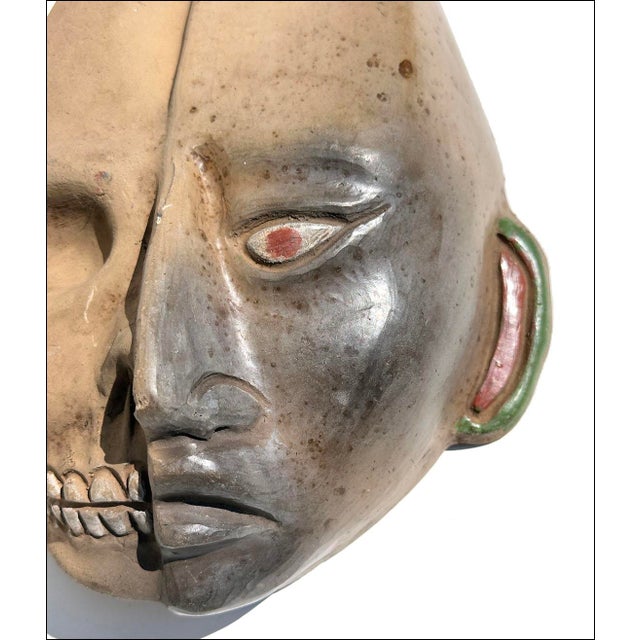 1960s Vintage Mexican Life & Death Art Pottery Carnival Mask For Sale - Image 5 of 8