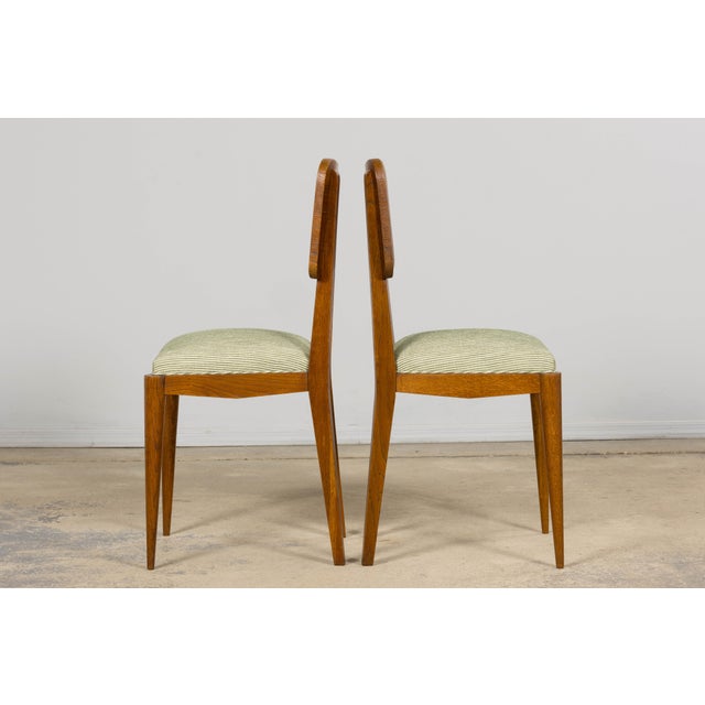 Set of Six French Art Deco Dining Chairs, Oak & Chenille, 1930s For Sale - Image 12 of 18