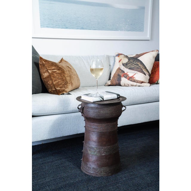 Mid 20th Century Southeast Asian Bronze Rain Drum Form Pedestal or Side For Sale In Tampa - Image 6 of 8