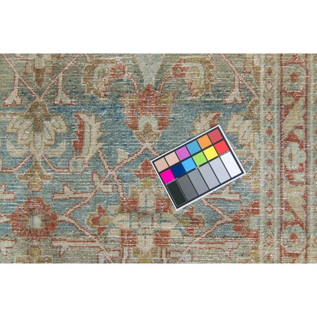 Textile 1940s Vintage Allover Blue Terra Cotta Hand Knotted Rug - 4’6” X 6’10” For Sale - Image 7 of 11