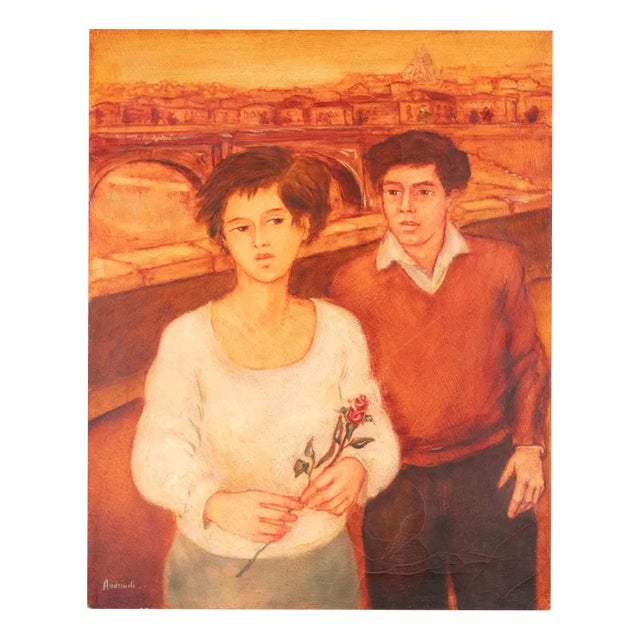 Mimmo Andriuoli, Meeting, 1990s, Oil on Canvas For Sale