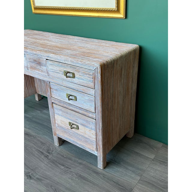 Late 20th Pencil Reed Writing Desk of Four Drawers For Sale In Miami - Image 6 of 9