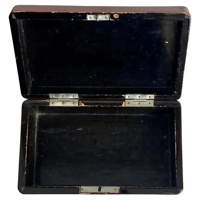 Maroon Antique Red Lacquered Box, 1800s For Sale - Image 8 of 10