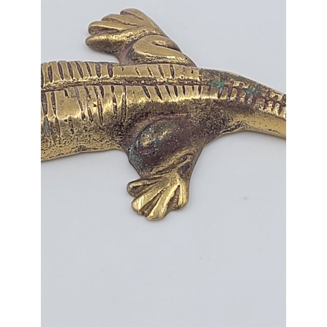 Metal Mid 20th Century Solid Brass Lizard Wall Hook For Sale - Image 7 of 11