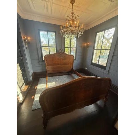 French Antique Tiger Oak Full-Size Bed French Louis XV For Sale - Image 3 of 10