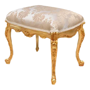 1980s Louis XV Style Gold Leaf Bench Stool Ottoman Real Solid