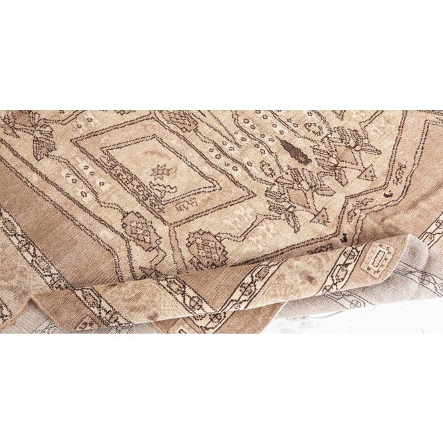 Antique Beige and Brown Geometric Motif Persian Bakhtiari Rug For Sale In New York - Image 6 of 8