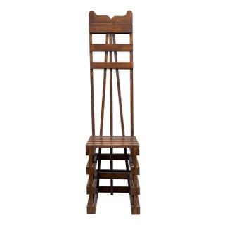 1950s Tall Architectural Folk Art Wood Ladderback Chair For Sale