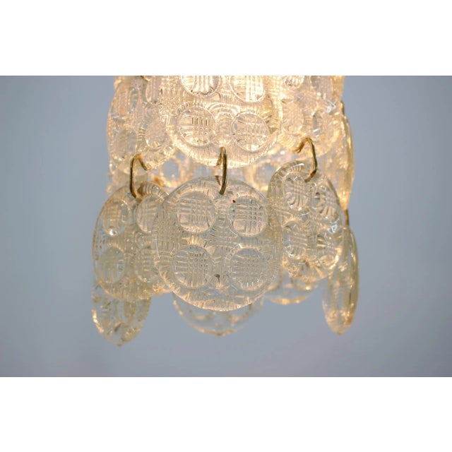 Mid-Century Modern Brass and Glass Pendant Lamp from Zelezny Brod, 1970s For Sale - Image 3 of 7