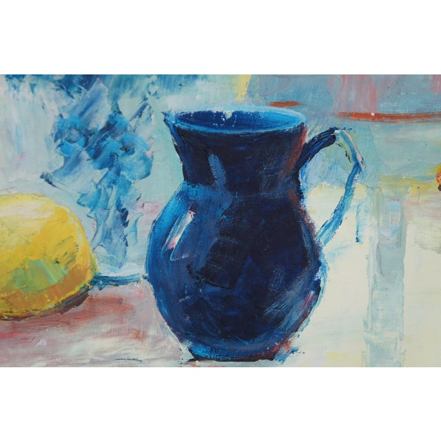 20th Century Still Life Oil Painting Flowers & Pears Framed For Sale - Image 9 of 12