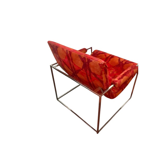1970s Red Mid Century Scoop Chair After Milo Baughman for Thayer Coggin For Sale - Image 5 of 8