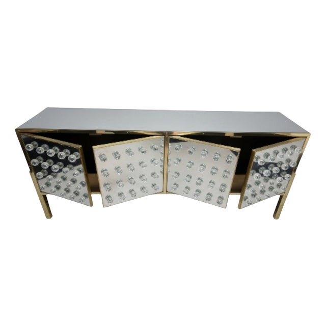 Handcrafted Italian Sideboard with Brass and Mirror from Justfurnituress SRL For Sale