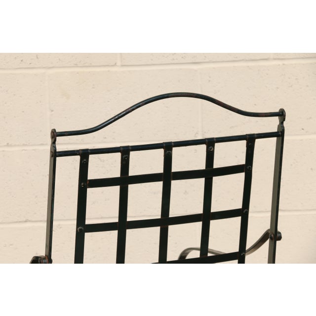Pair of Hervé Baume French Wrought Iron Folding Patio Chairs | Outdoor Garden Armchairs | France 1970s For Sale - Image 4 of 18
