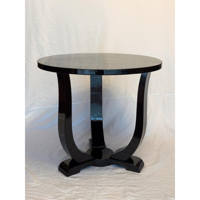 Art Deco Round Pedestal Black Lacquer Table, 1930s For Sale - Image 12 of 12