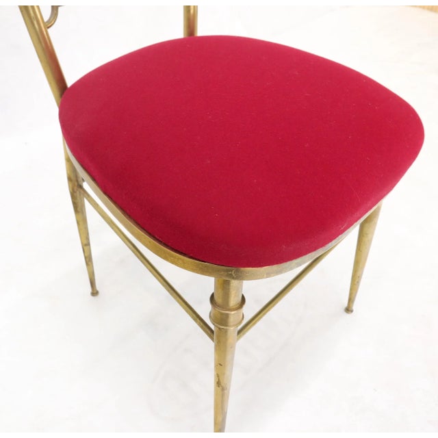 Set of 3 Italian Solid Brass Chiavari Chairs From 1950s New Upholstery For Sale - Image 12 of 13