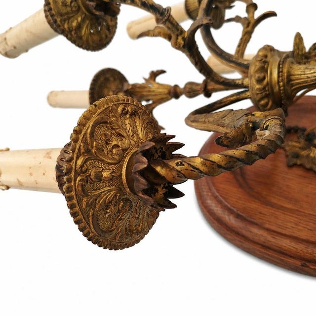 Brown 19th Century Wooden and Gilded Bronze Wall Sconces, Set of 2 For Sale - Image 8 of 9