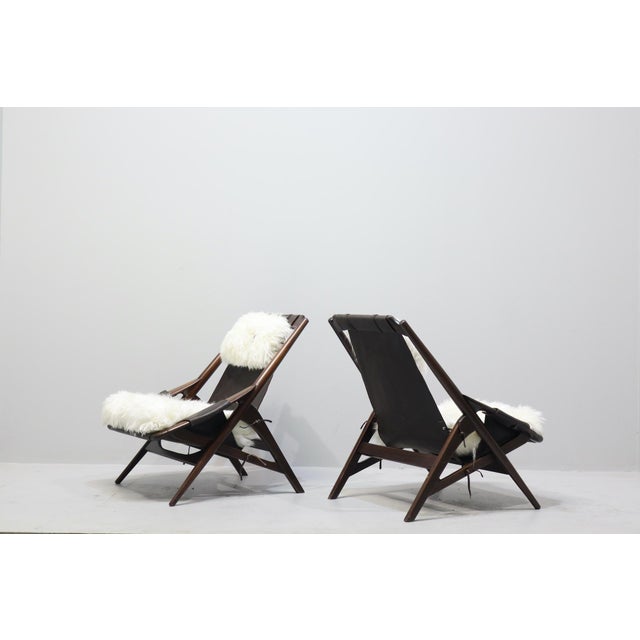 Sheepskin and Leather Armchairs with Headrests by W.D. Andersag, 1959, Set of 2 For Sale - Image 17 of 17