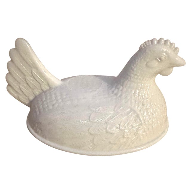 White Vintage Indiana Glass White Milk Glass Hen on Nest Covered Dish For Sale - Image 8 of 11