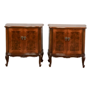 Mid-Century Walnut-Veneered Nightstands, Set of 2 For Sale