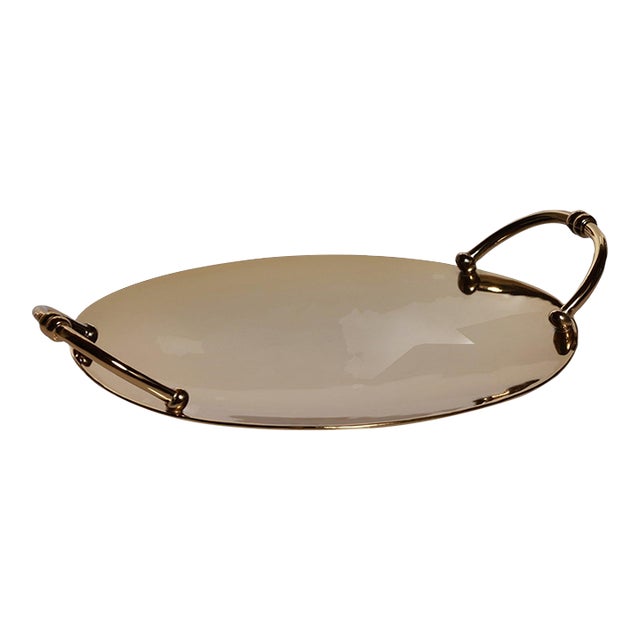 Azalea Stainless Steel Serving Tray, Round For Sale
