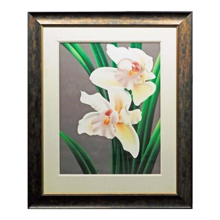 Brian Davis "Cymbidium V" Custom Framed Airbrush Art Print Orchid For Sale