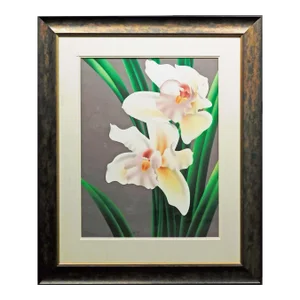 Brian Davis "Cymbidium V" Custom Framed Airbrush Art Print Orchid