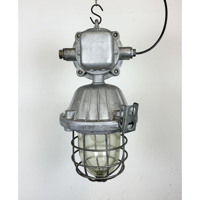 Large Industrial Cast Aluminum Cage Pendant Light, 1970s For Sale - Image 13 of 18