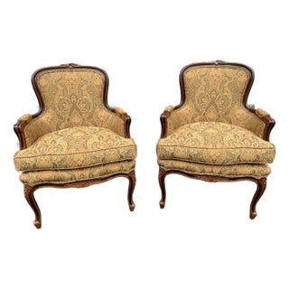 Pair of Vintage Ethan Allen French Louis XVI Style Bergères Armchairs.. Made in Italy For Sale