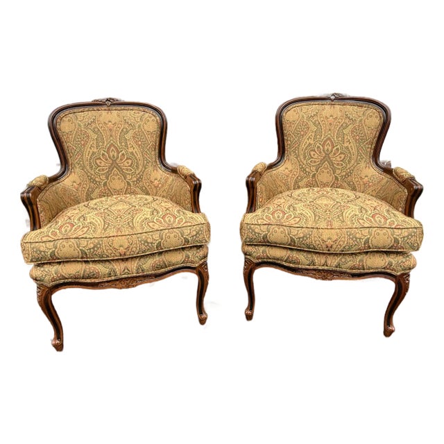 Pair of Vintage Ethan Allen French Louis XVI Style Bergères Armchairs.. Made in Italy For Sale
