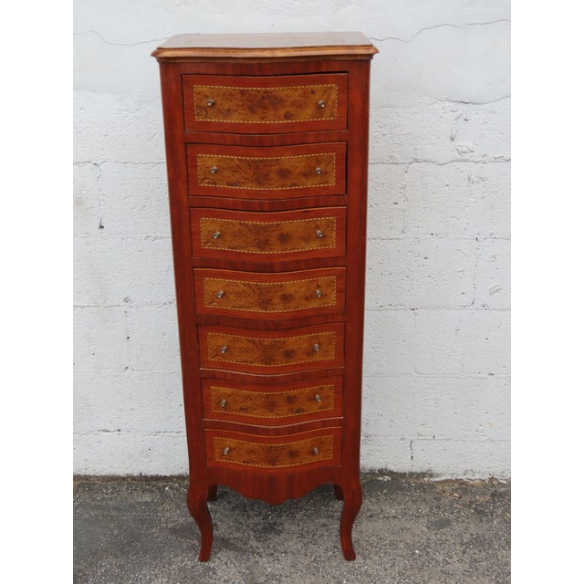 French Inlay Tall Narrow Lingerie Jewelry Chests a Pair 6317 For Sale - Image 10 of 18