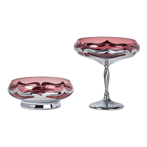 1930s Set of 2 Art Deco Krome Kraft Candy Dishes - Amethyst - By Farber Bros