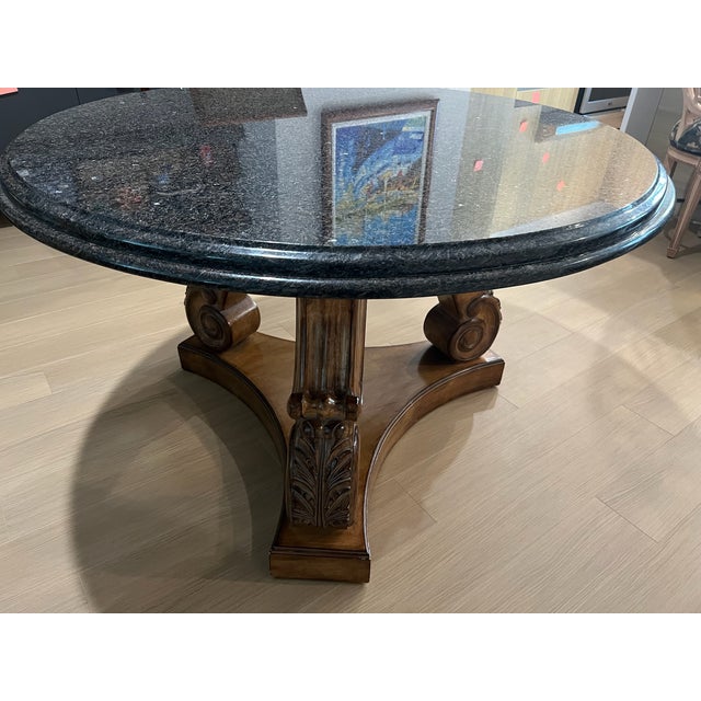 Green Gorgeous Harp Dining Table Base With Granite Top Attributed to Kreiss For Sale - Image 8 of 11