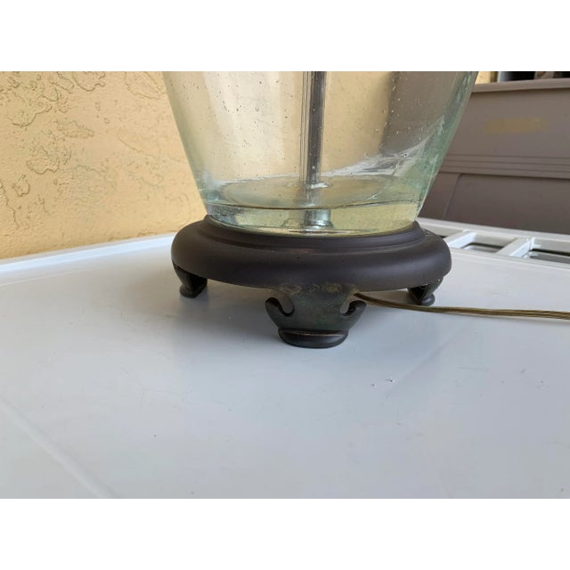 1980s Chapman Glass Brass Table Lamp For Sale - Image 5 of 9