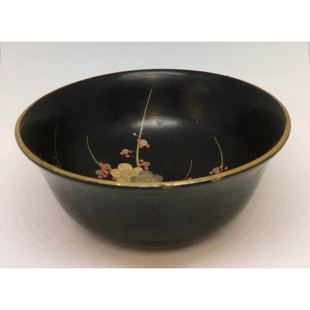 Vintage Japanese Guild Gold Hand Painted Lacquer Bowl For Sale - Image 9 of 13
